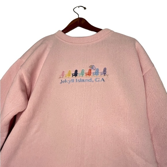 𝅺VINTAGE ESY Sportswear Baby Pink Crewneck Jekyll Island, GA - Picture 2 of 4
